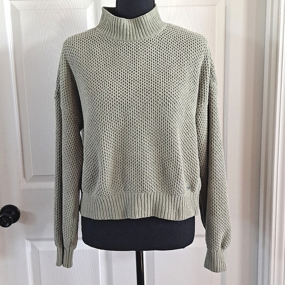 HOLLISTER Y2K Ribbed Knit Drop Shoulder Oversized Cropped Boxy Pullover Sweater - Picture 1 of 10